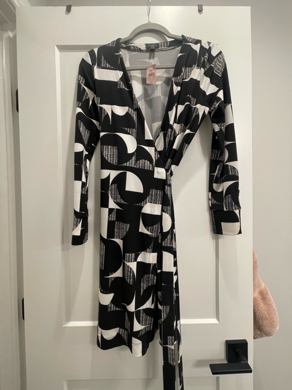 Ann Taylor Black and White Geometric Wrap Dress